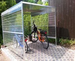 fahrradgarage holz kunststoff metall fahrradbox fahrradunterstand